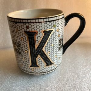 Anthropologie Margo Mosaic Tile Monogram Letter K Initial Coffee Mug